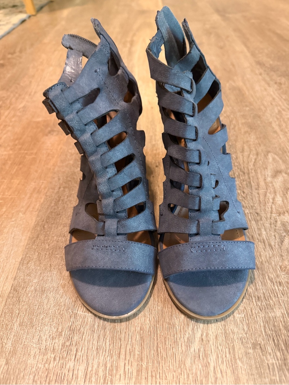 Women's Strappy Cutout Sandals - Navy Suede